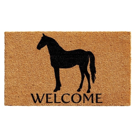 Configuracion 17 x 29 in. Horse Welcome Rectangular Doormat Natural & Black CO3360622